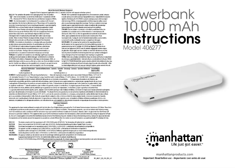 Page 1 of the manual User Manual Manhattan 406277