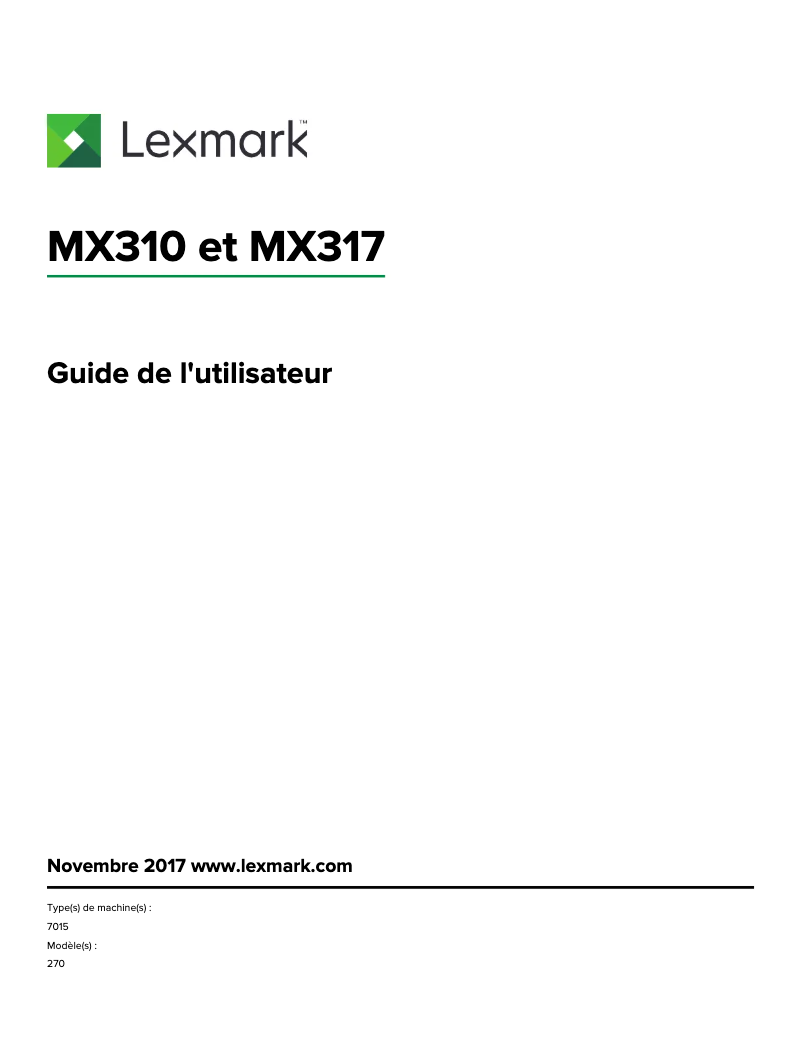 First page image of the manual for MX310