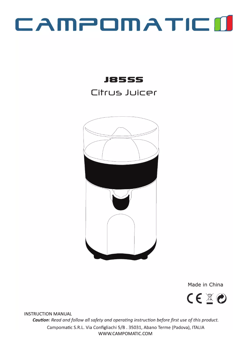 Page 1 of the manual User Manual Campomatic J85SS