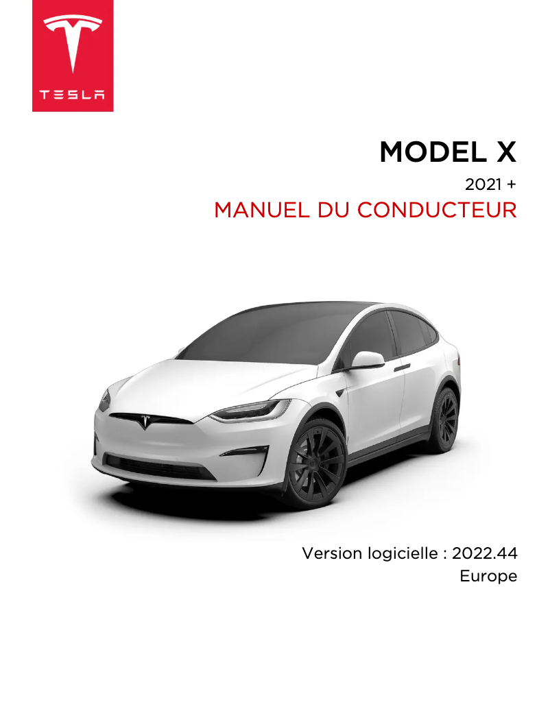 Page 1 de la notice Manuel utilisateur Tesla Model X (2022)