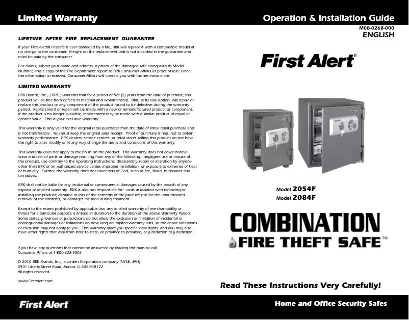 First page image of the manual for 2084F