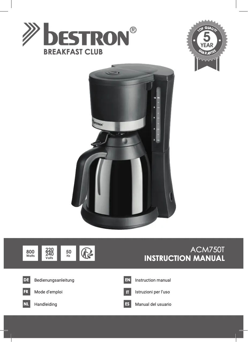 First page image of the manual for ACM750T