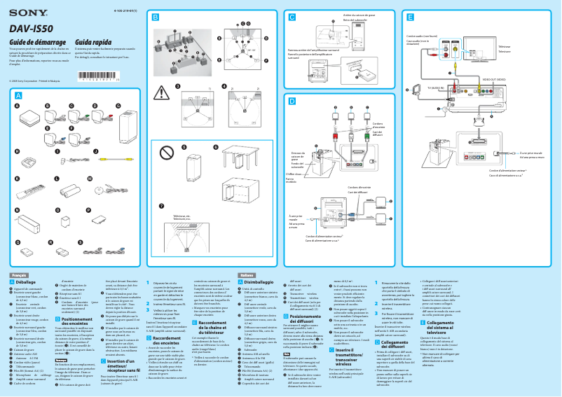 Page 1 of the manual Installation Guide Sony DAV-IS50