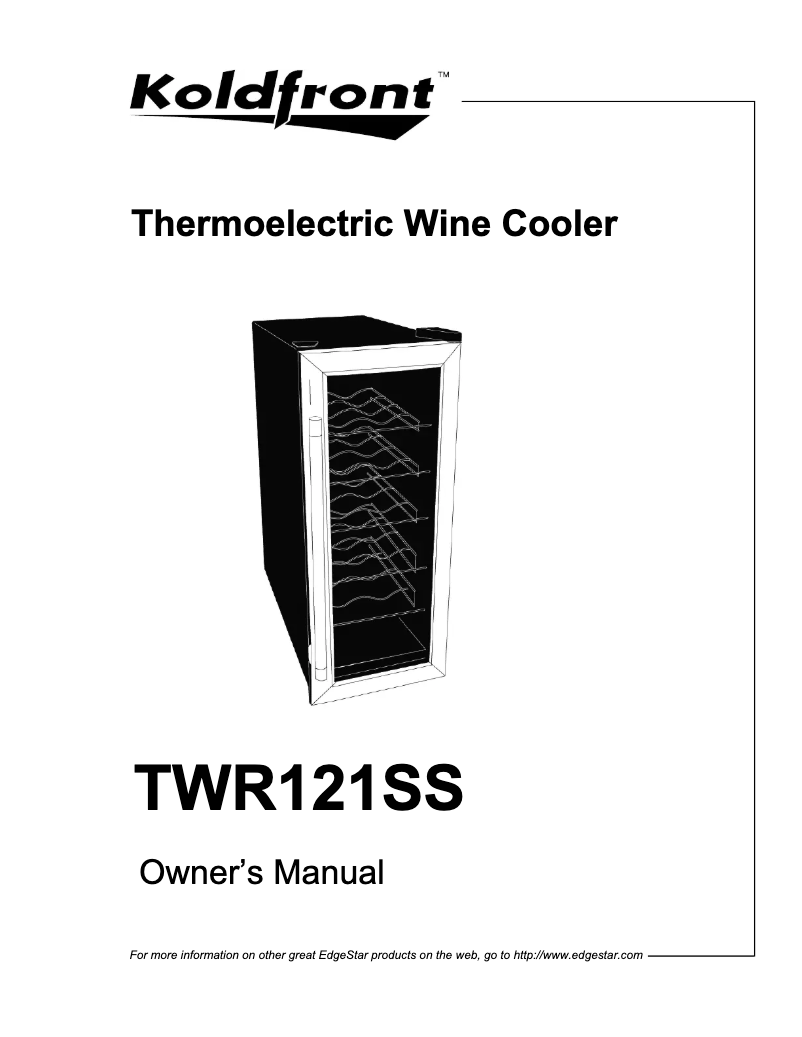 Page 1 of the manual User Manual EdgeStar TWR121SS
