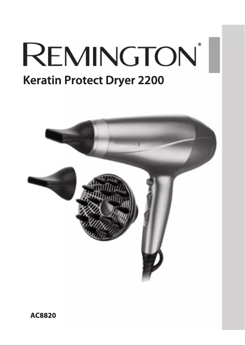 Page 1 of the manual User Manual Remington Keratin Protect AC8820