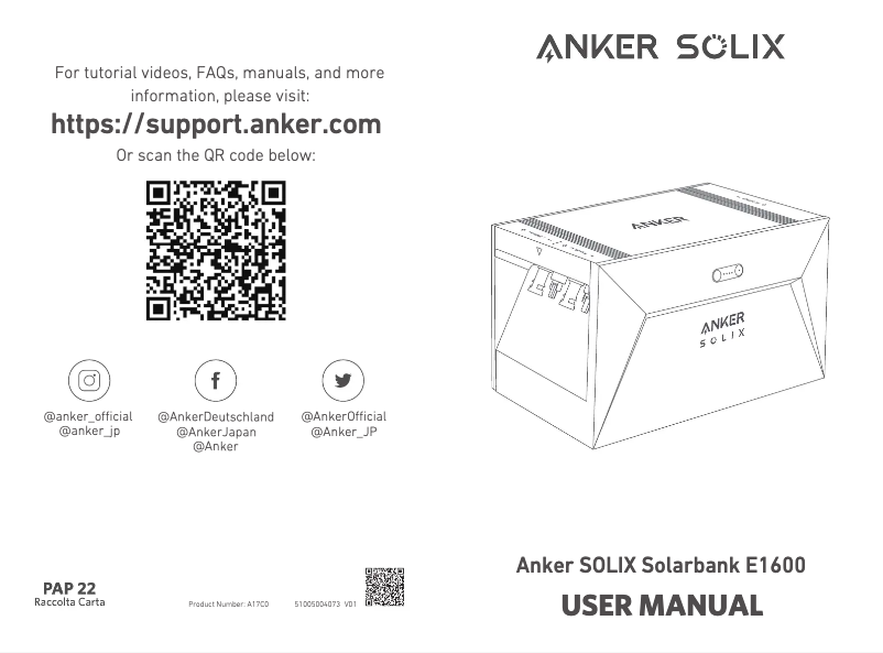 Page 1 of the manual User Manual Anker SOLIX Solarbank E1600