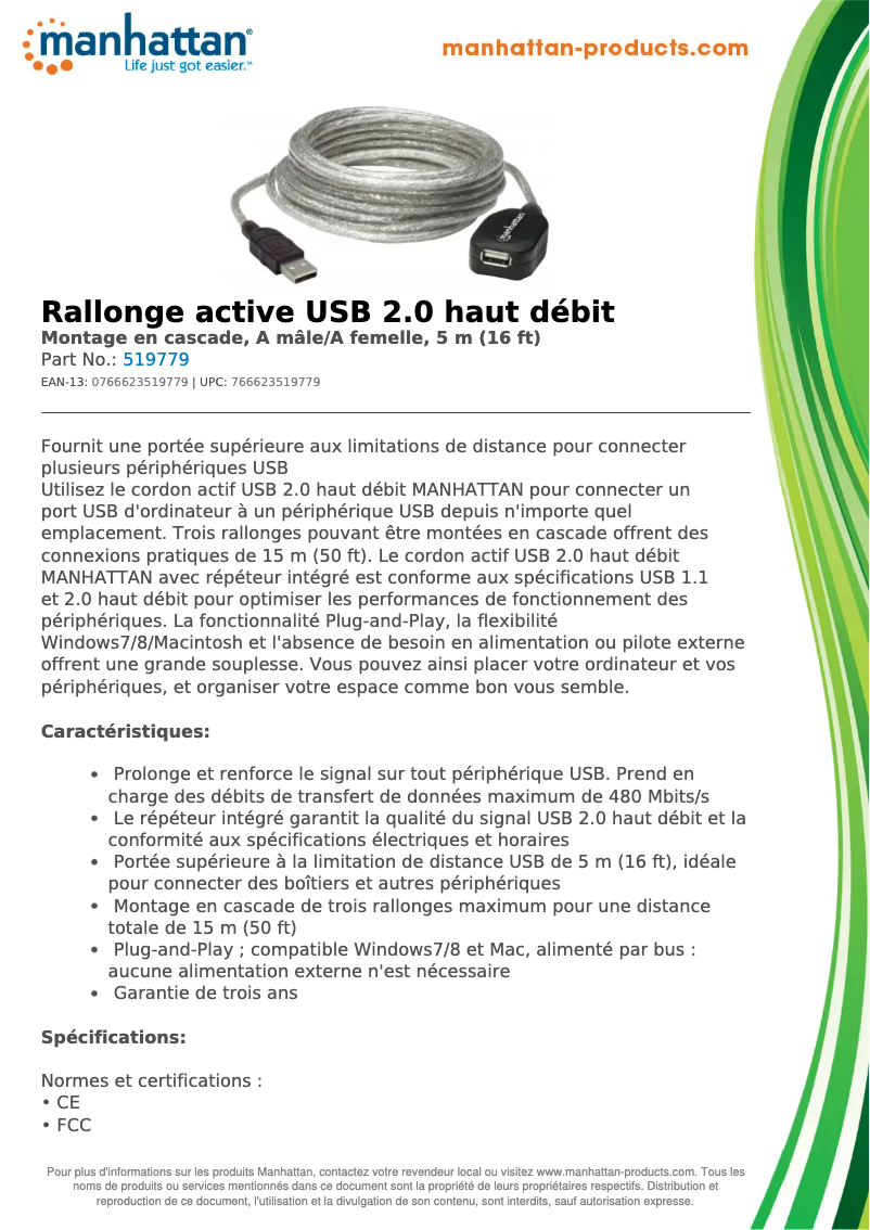 Page 1 of the manual Technical Sheet Manhattan 519779