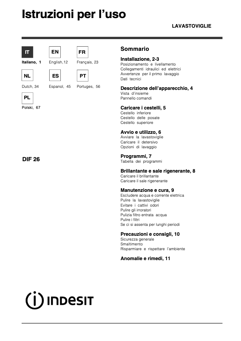 First page image of the manual for DIF 26