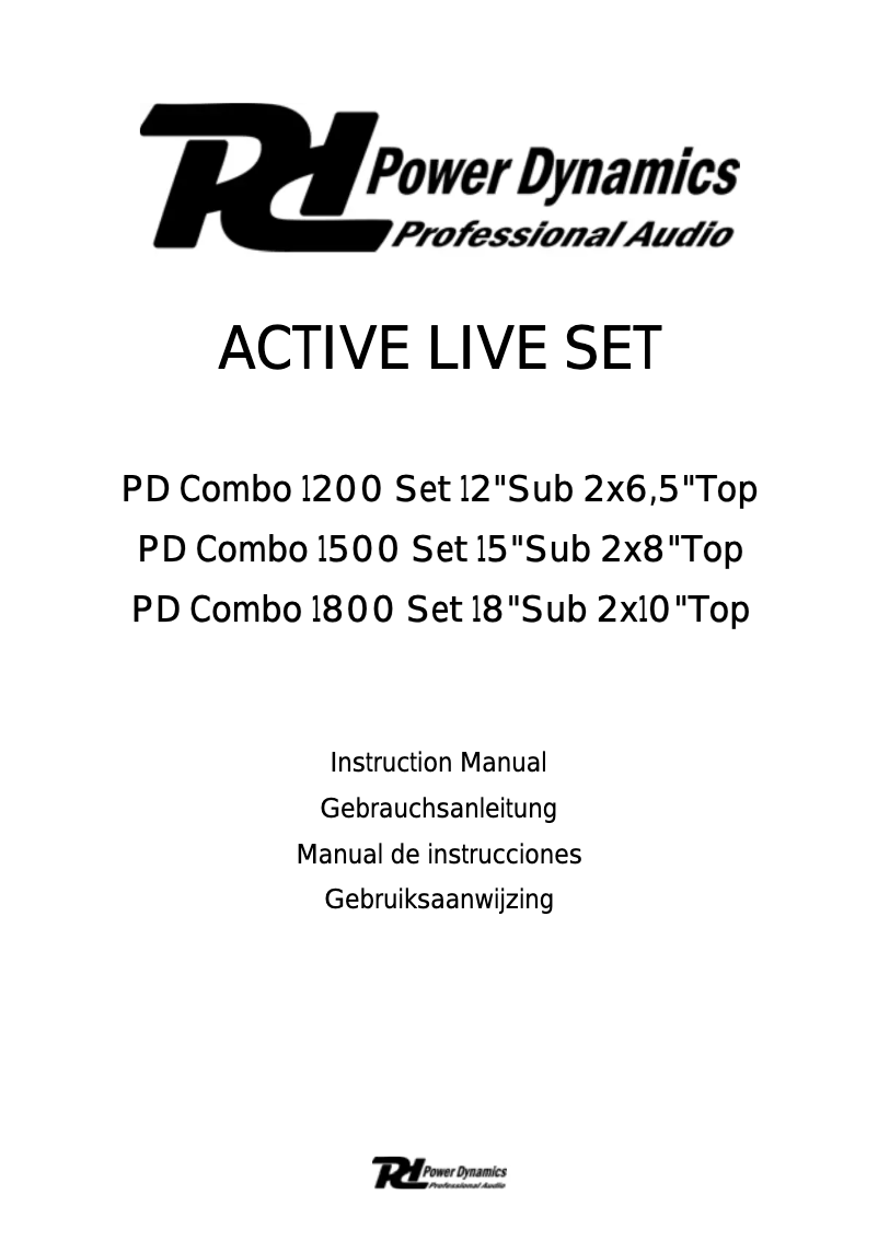 First page image of the manual for PD Combo 1200 SET
