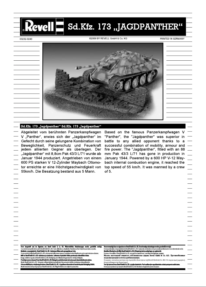 Page 1 of the manual User Manual Revell Sd.Kfz.173 Jagdpanther