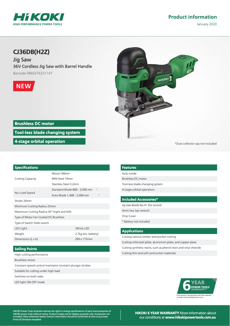 First page image of the manual for CJ36DB