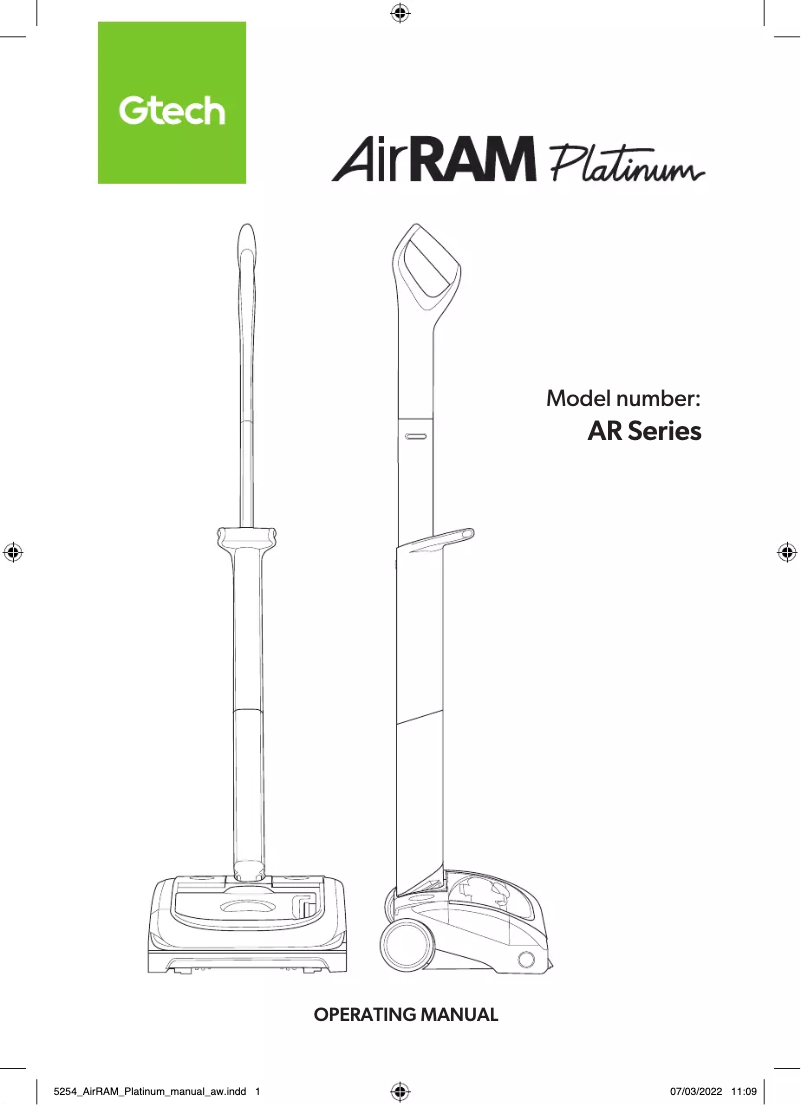 Page 1 of the manual User Manual Gtech AirRam Platinum AR46