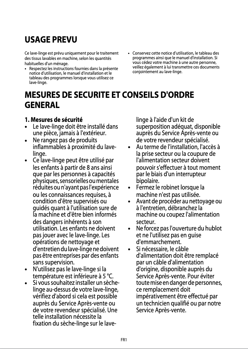 Page 1 de la notice Manuel utilisateur Whirlpool WHI 7VU40