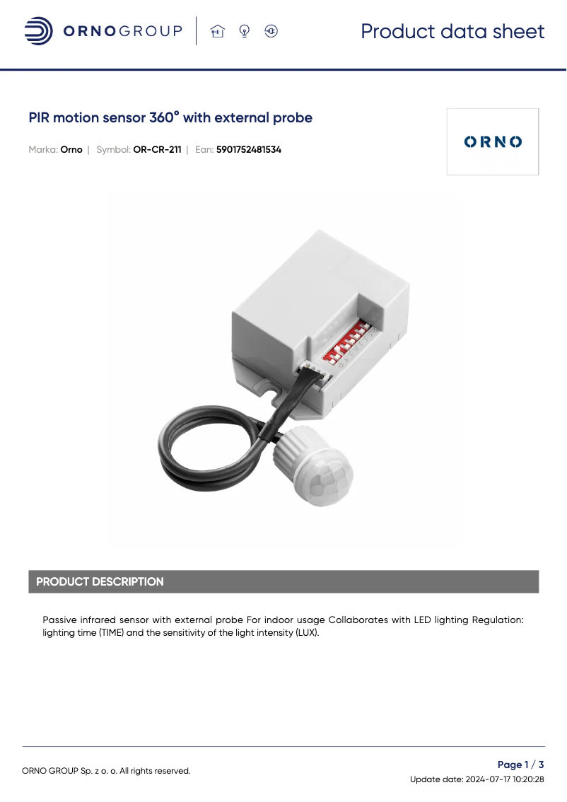 Image de la première page du manuel de l'appareil OR-CR-211