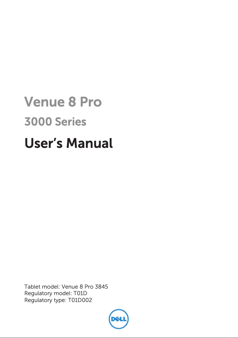 Page 1 of the manual User Manual Dell Venue 3000 8 Pro