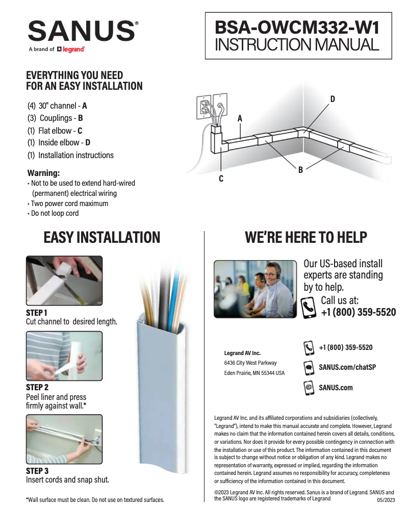 First page image of the manual for BSA-OWCM332