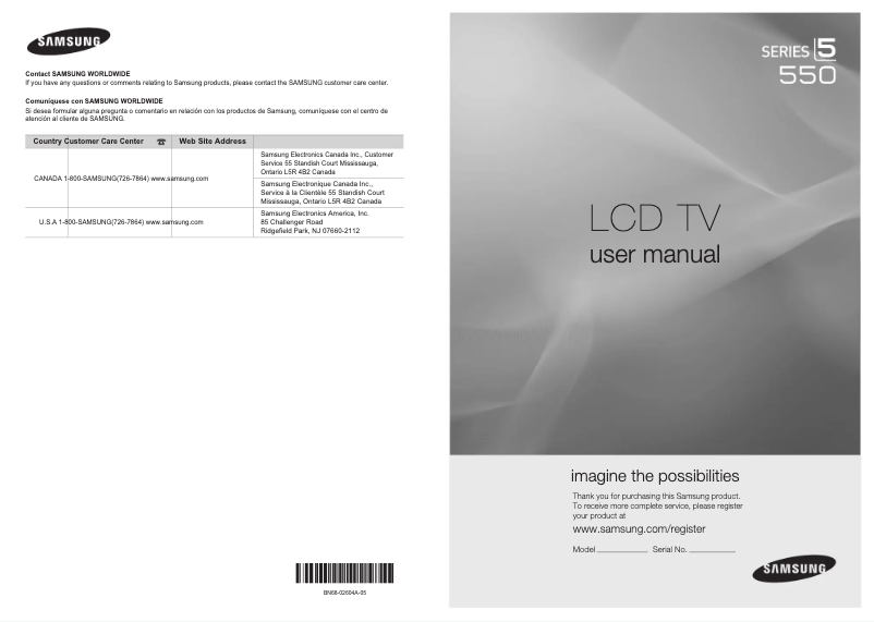 Page 1 of the manual User Manual Samsung LN37C550J1F