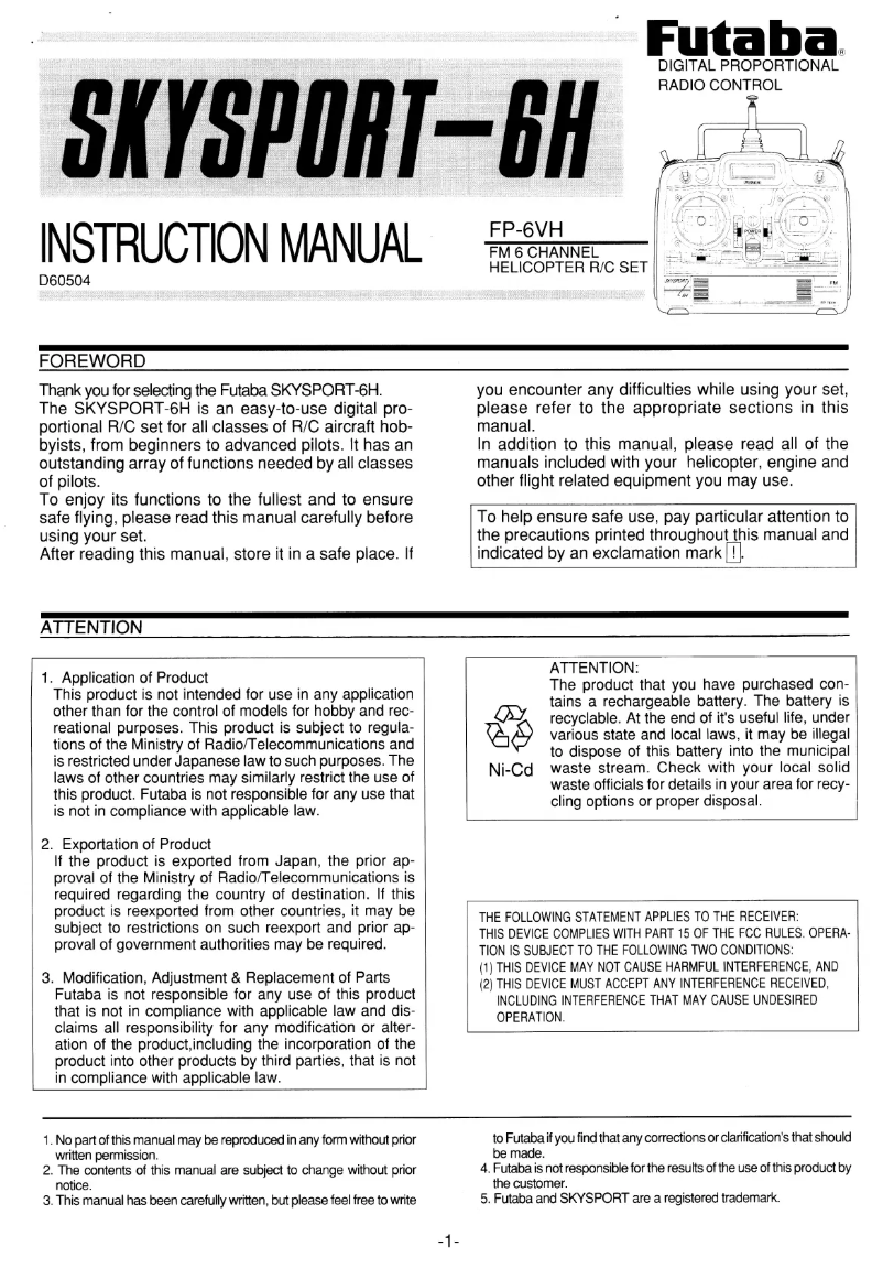 Page 1 of the manual User Manual Futaba SKYSPORT_6H