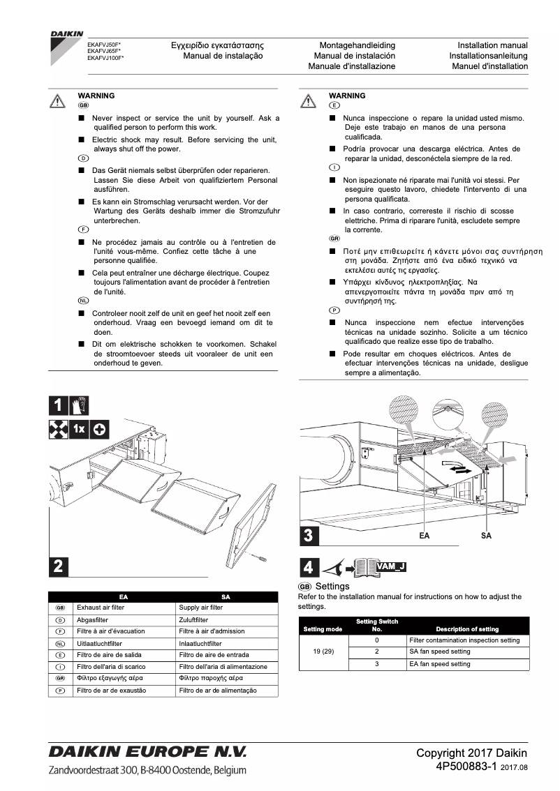 First page image of the manual for VAM2000J7VEB
