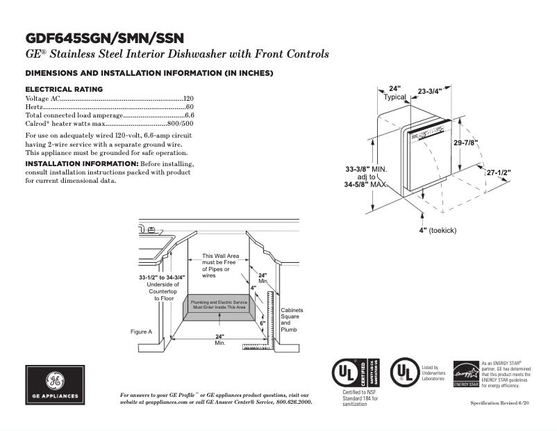 First page image of the manual for GDF645SMNES