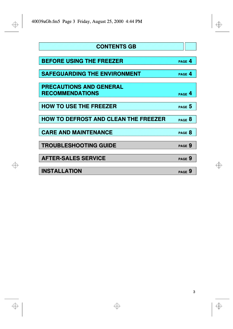 First page image of the manual for AFG 304/G-TK