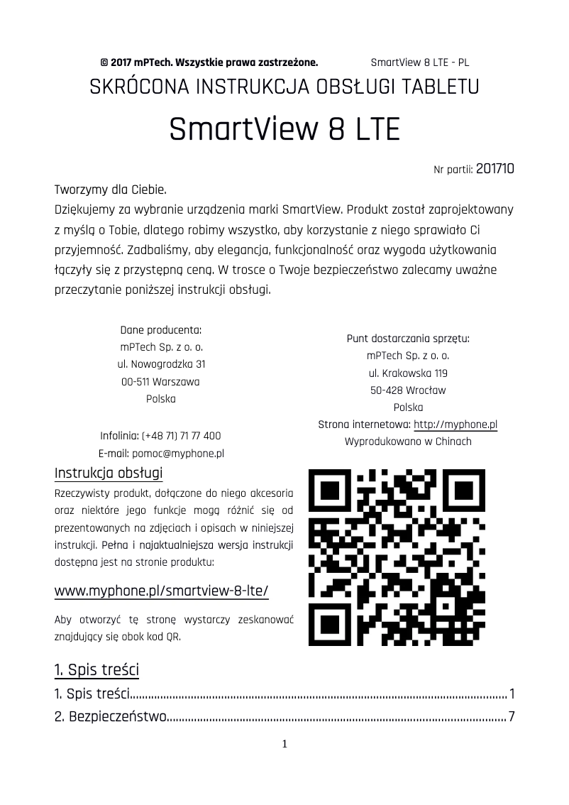 Page 1 of the manual User Manual myPhone SmartView 8 LTE
