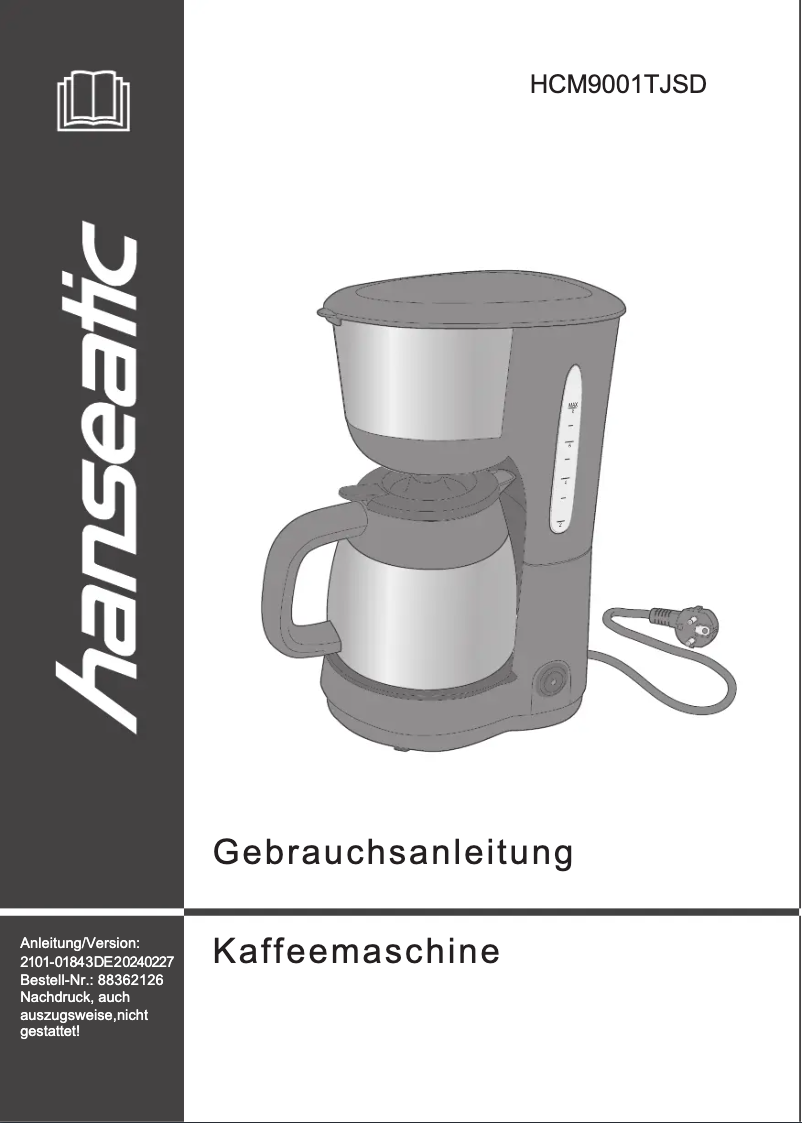 First page image of the manual for HCM9001TJSD