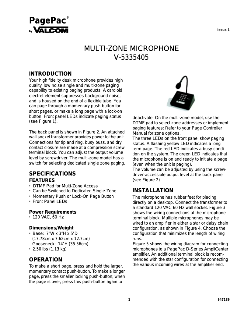 First page image of the manual for V-5335405