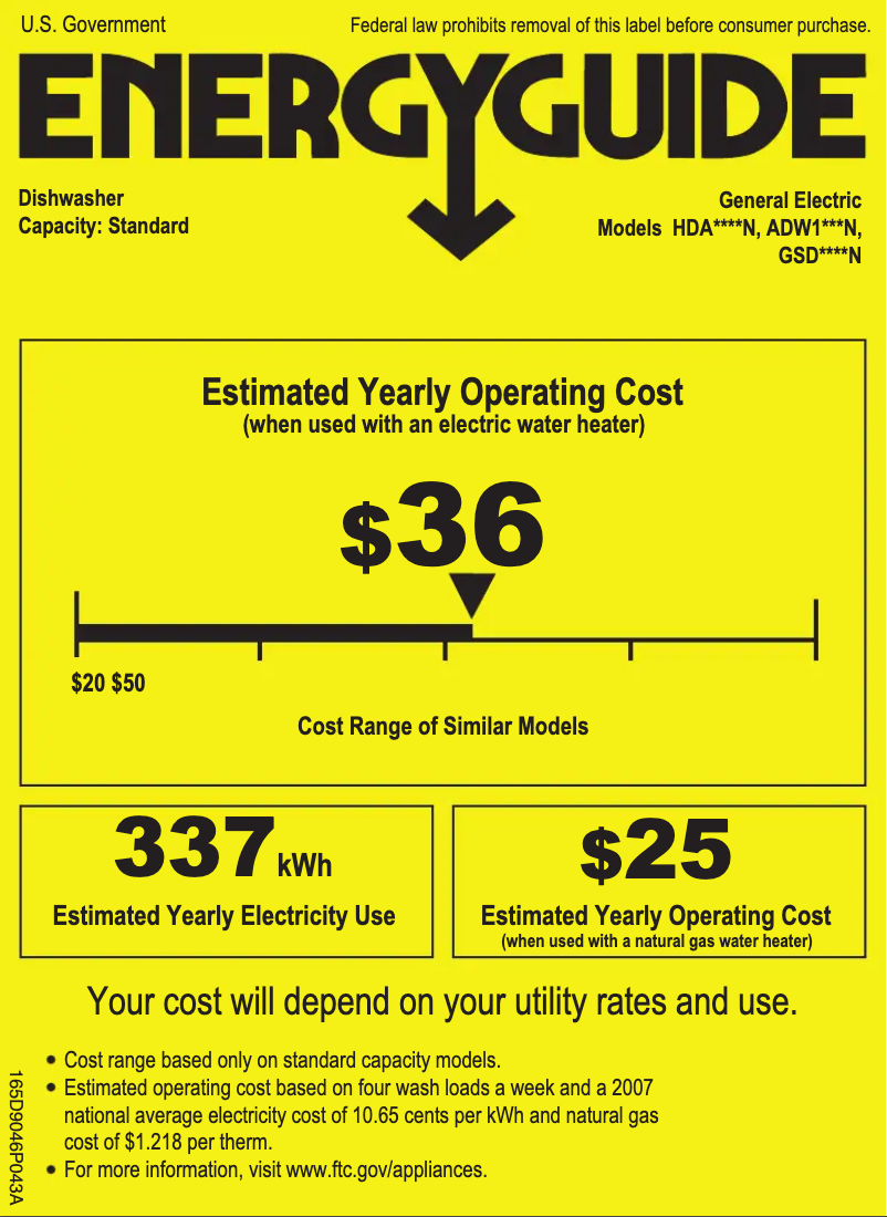 Page 1 of the manual Energy Label GE GSD2301NWW