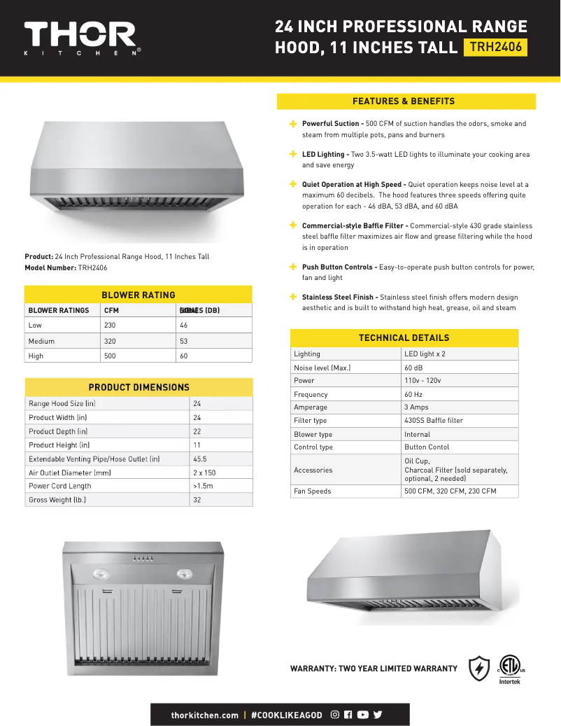 First page image of the manual for TRH2406