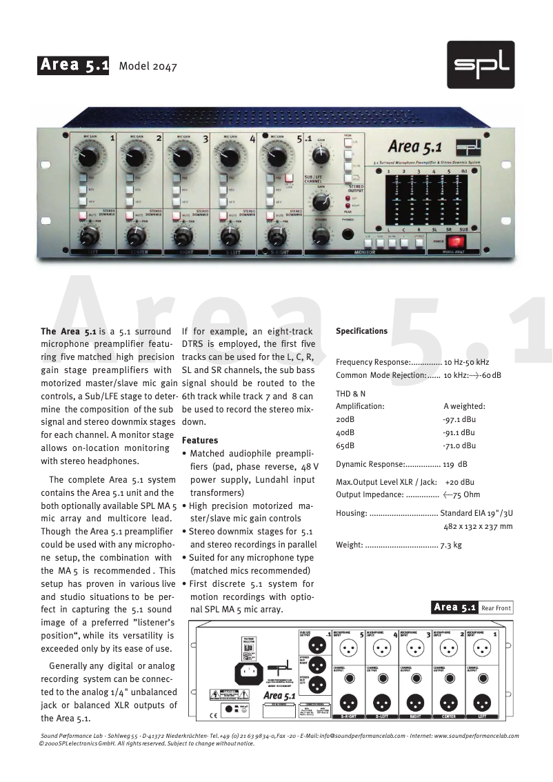 First page image of the manual for Area 5.1