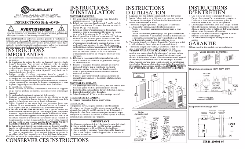 First page image of the manual for OVS1250AM