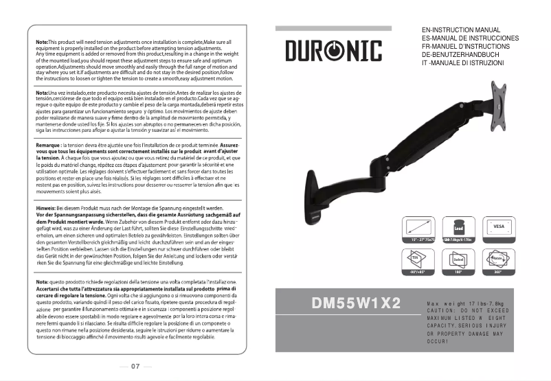 First page image of the manual for DM55W1X2