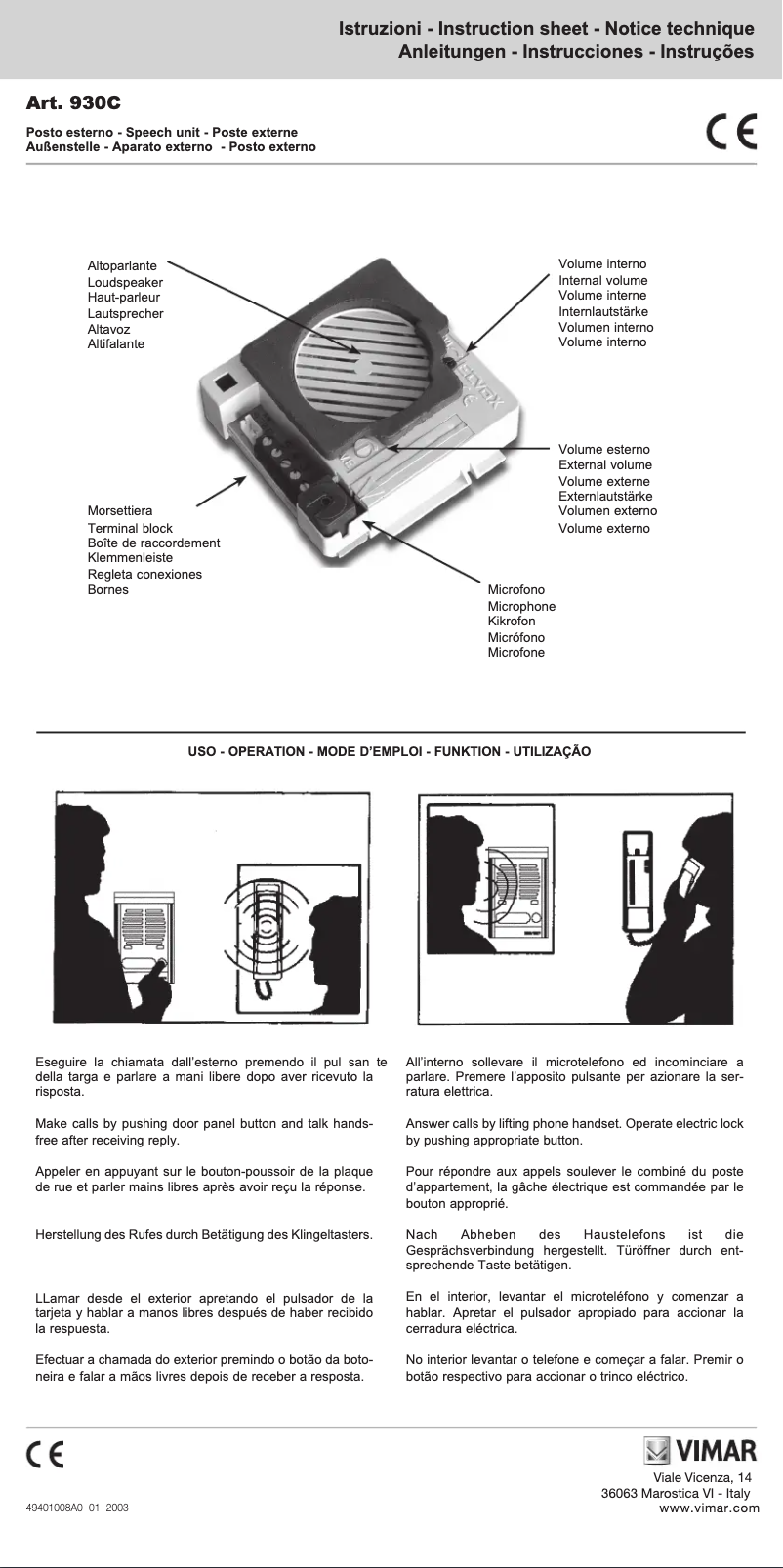 First page image of the manual for ELVOX 930C