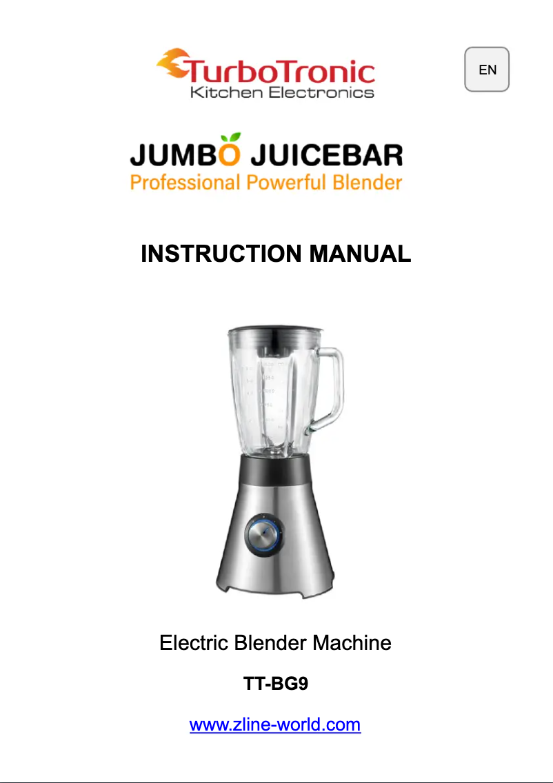 First page image of the manual for Jumbo Juicebar TT-BG9