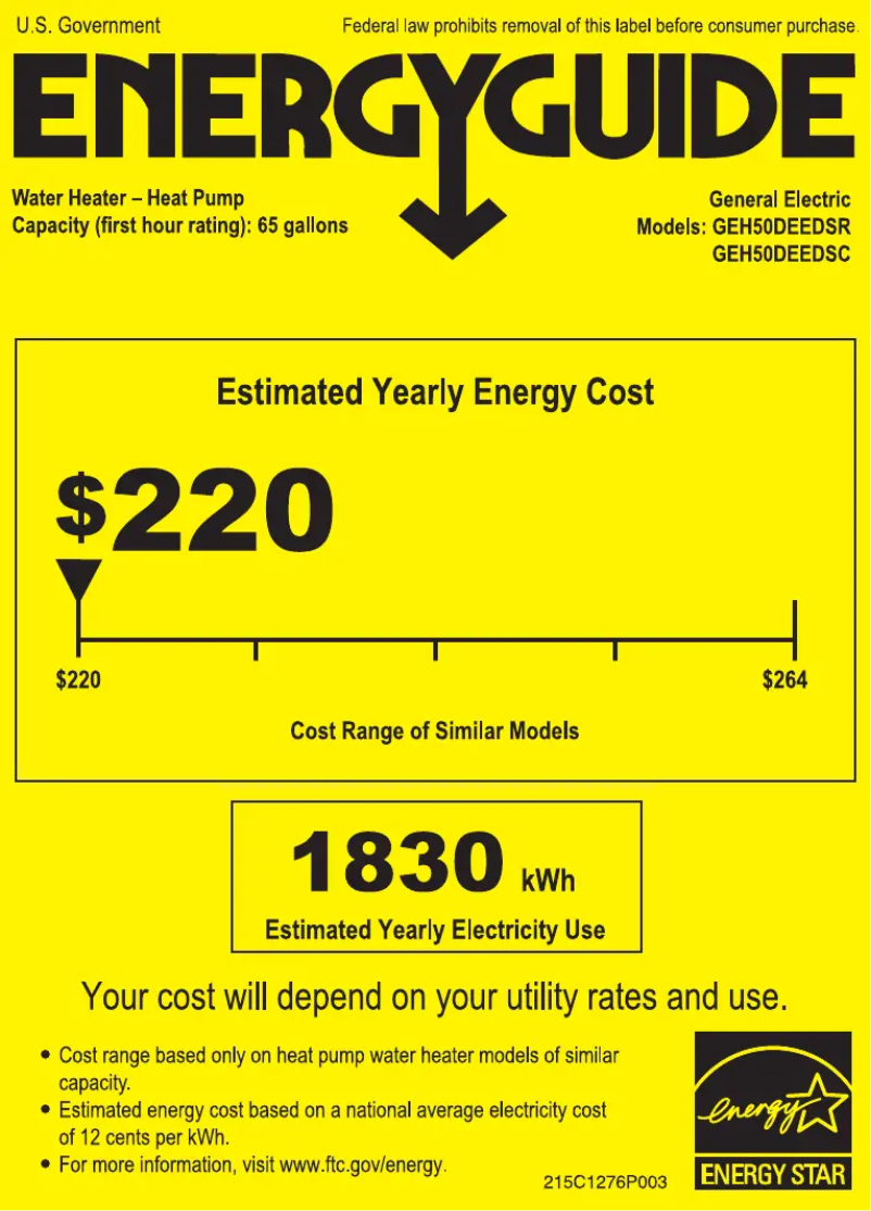 First page image of the manual for GeoSpring H50DEEDSR