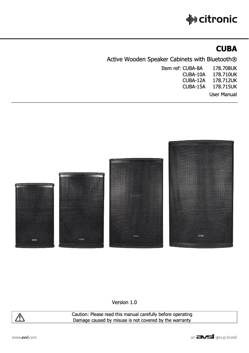 First page image of the manual for CUBA-12A