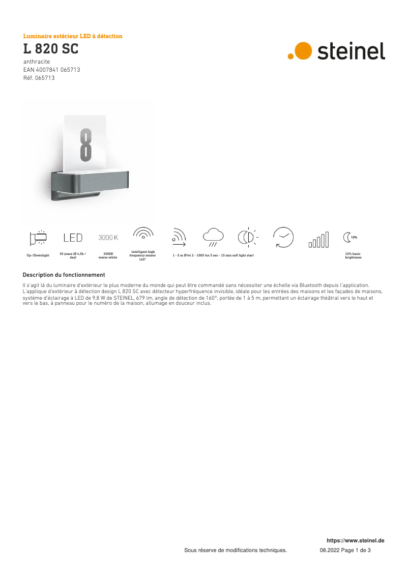 Image de la première page du manuel de l'appareil L 820 SC