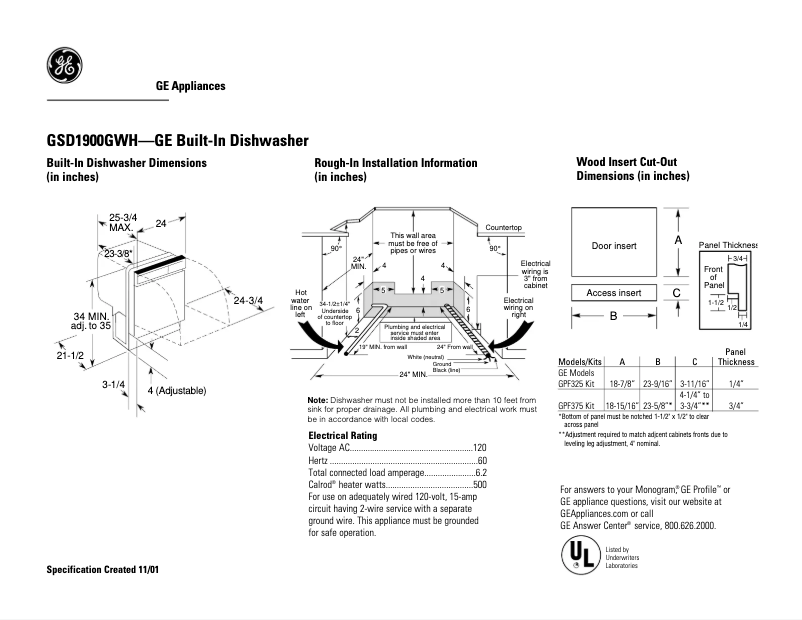 First page image of the manual for GSD1900GWH