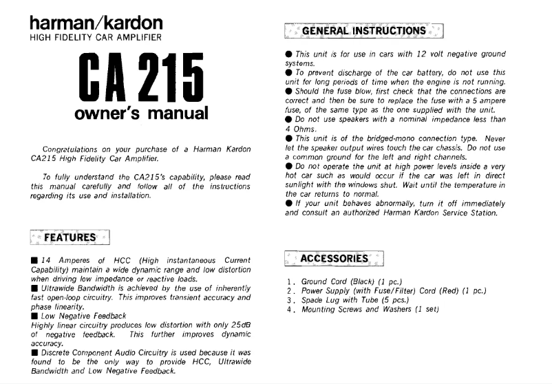 First page image of the manual for CA215
