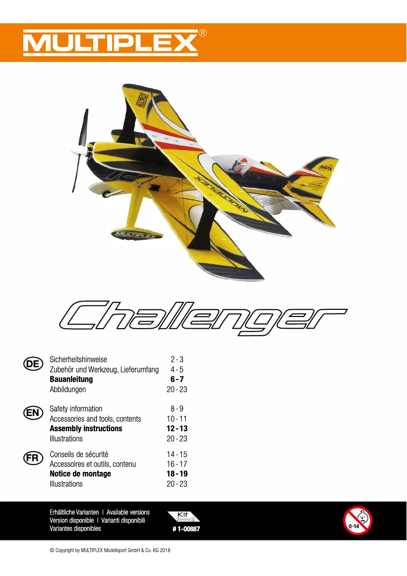 Page 1 of the manual User Manual Multiplex Challenger