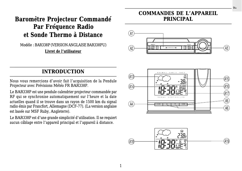 First page image of the manual for BAR338P