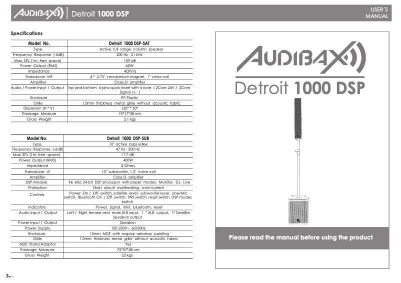 First page image of the manual for Detroit 1000 DSP