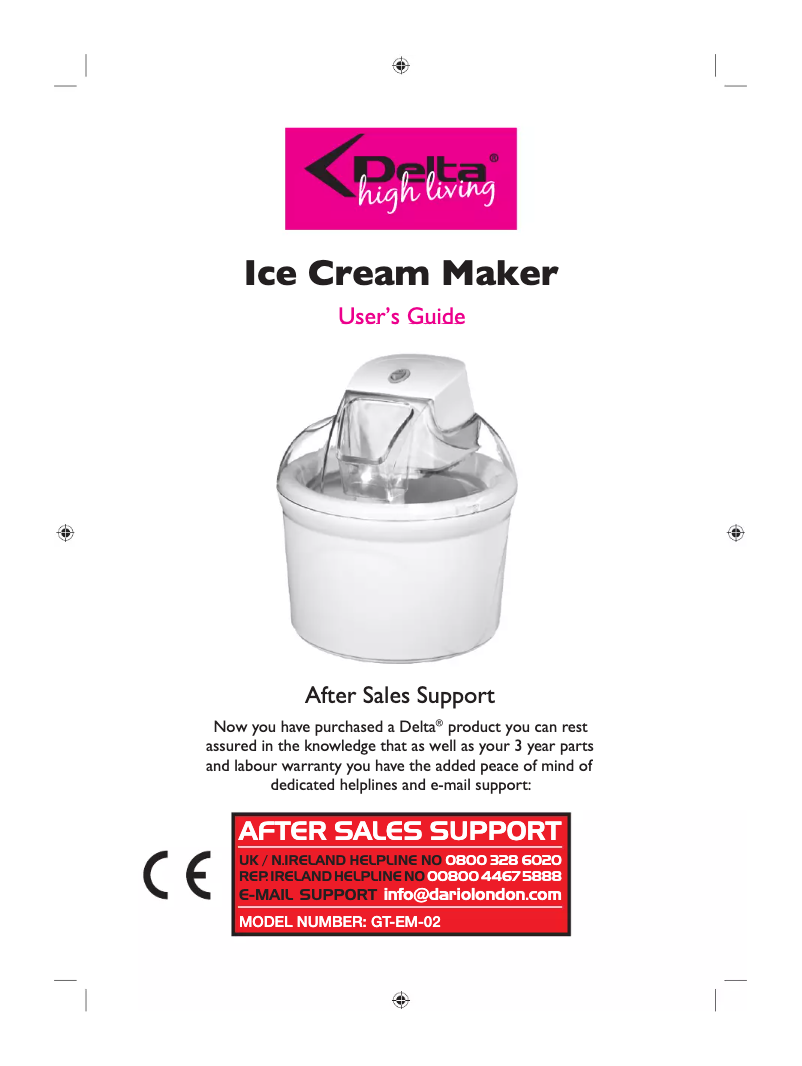 Page 1 of the manual User Manual Delta GT-EM-02