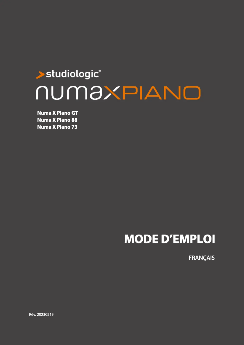 Page 1 of the manual User Manual Studiologic Numa X Piano GT