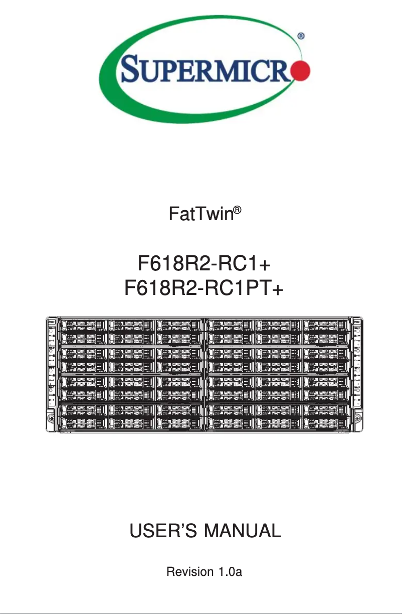 First page image of the manual for SuperServer F618R2-RC1PT+