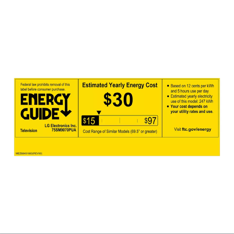 Page 1 of the manual Energy Label LG 75SM9070PUA