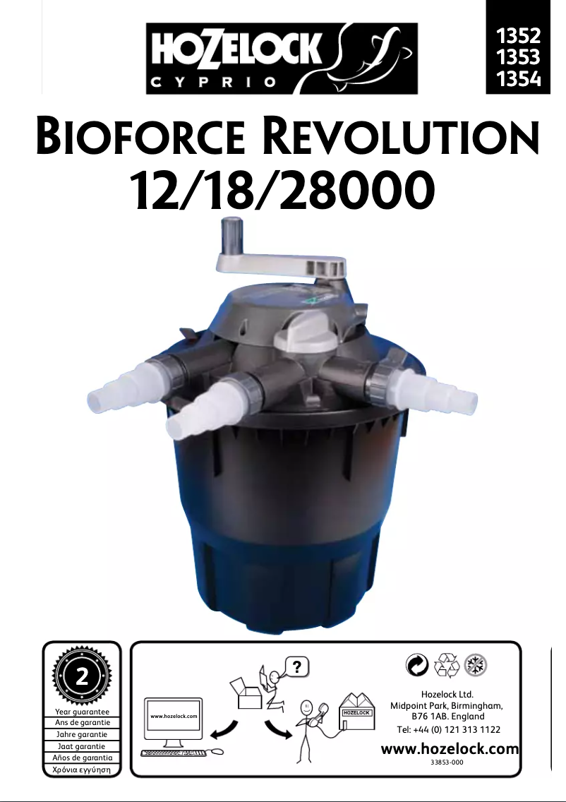 Page 1 de la notice Manuel utilisateur Hozelock Bioforce Revolution 12000