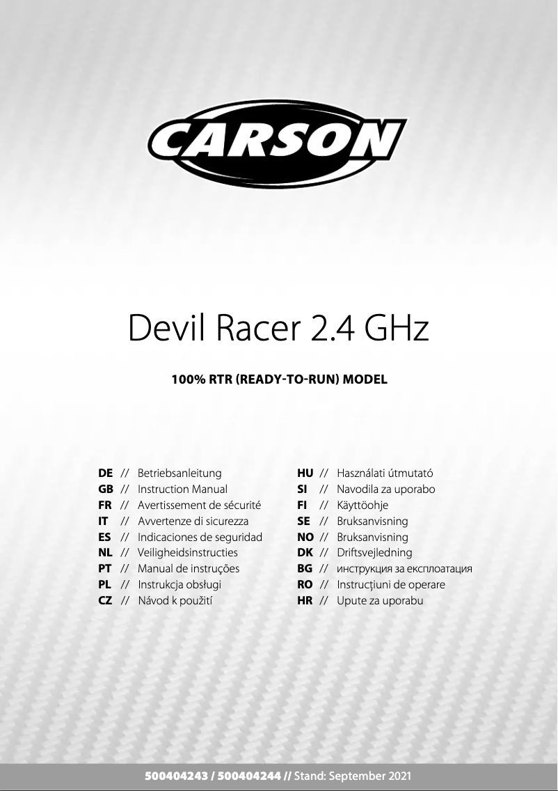 Page 1 of the manual User Manual Carson Devil Racer