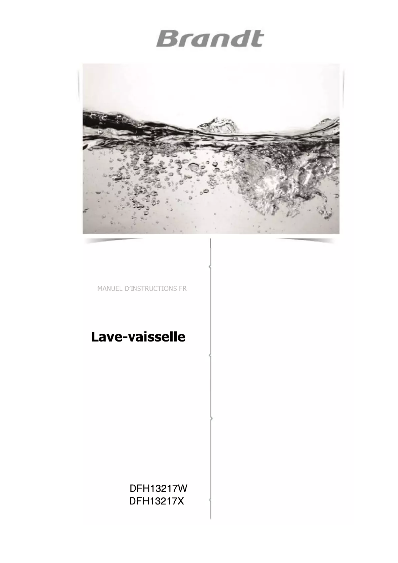 Page 1 of the manual User Manual Brandt DFH13217X